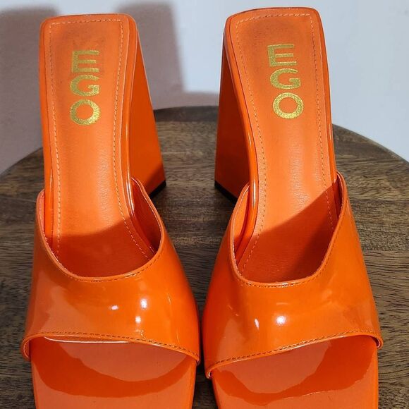Ego Orange Open-Toe Heels Size 7 Ego Modern Orange Heels - Picture 3 of 10